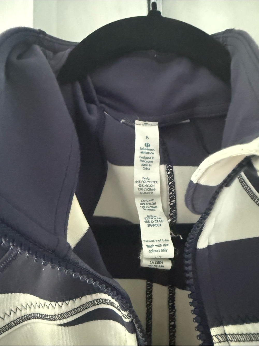 lululemon athletica navy and white striped zip-front jacket - Picture 3 of 4